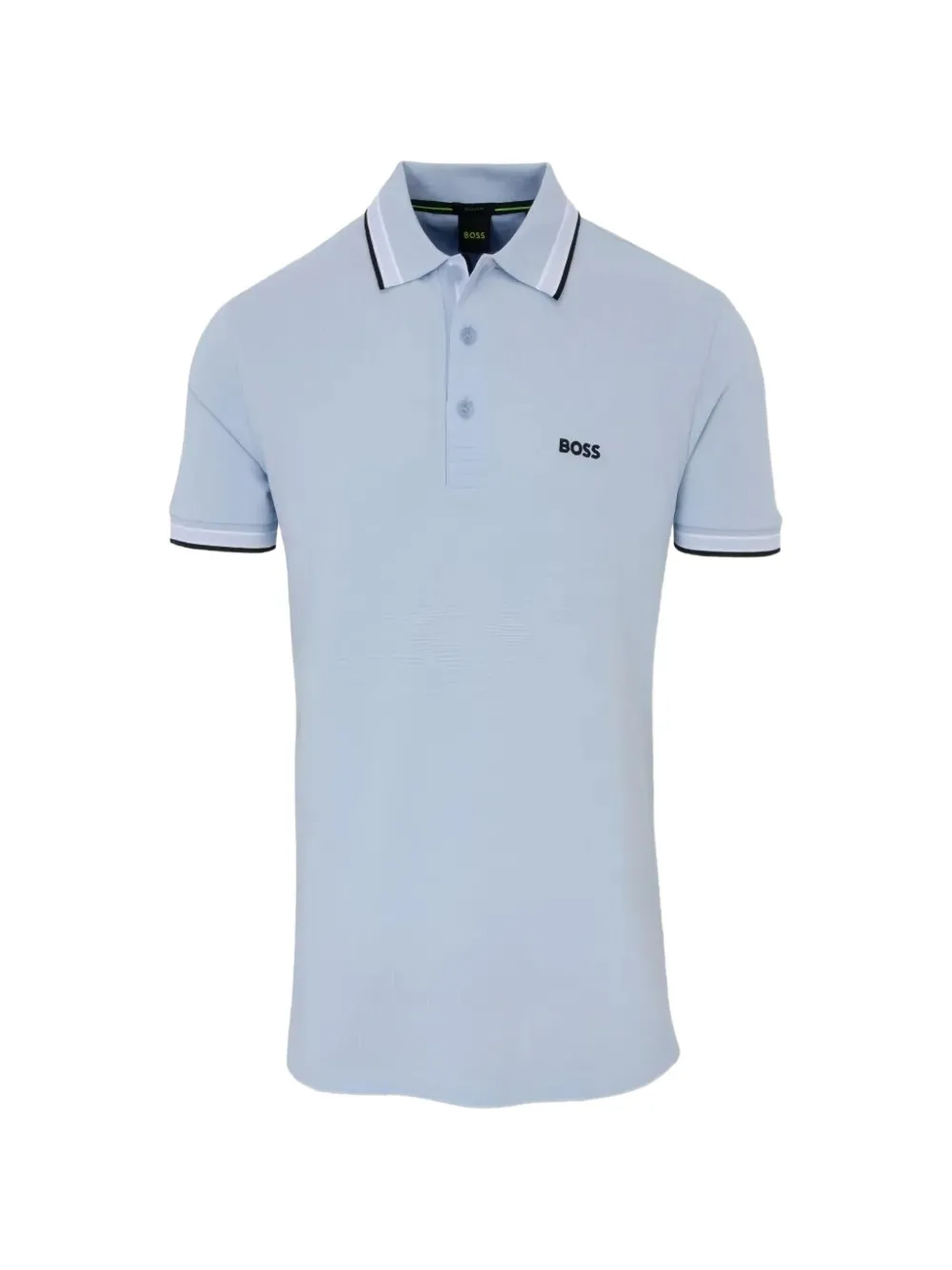 BOSS logo-embroidered tipped polo shirt - Blau