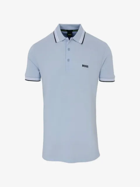 BOSS logo-embroidered tipped polo shirt