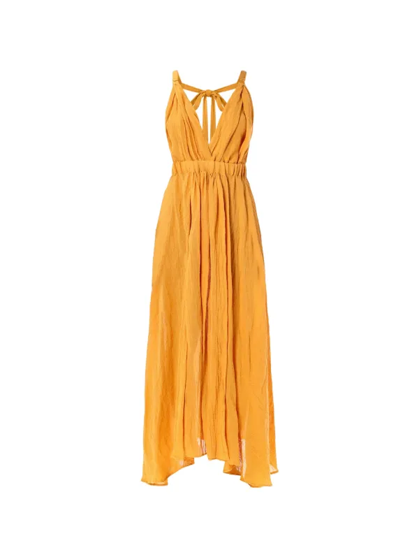 ruched tie dress Ruched Bust Tie Front Split Thigh Ruched Cami Dress, Blue / XS