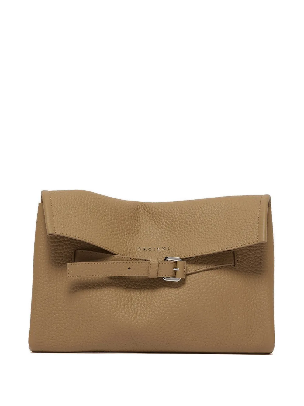 Orciani Venus buckle-detail pebbled clutch bag - Toni neutri