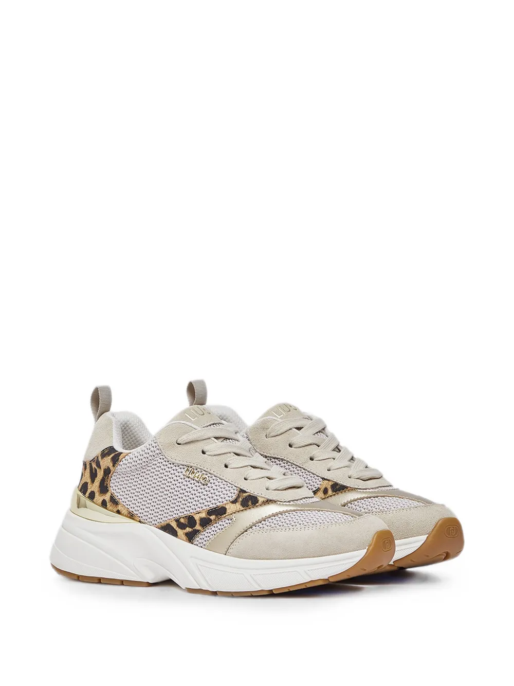 LIU JO leopard-print panelled sneakers Beige