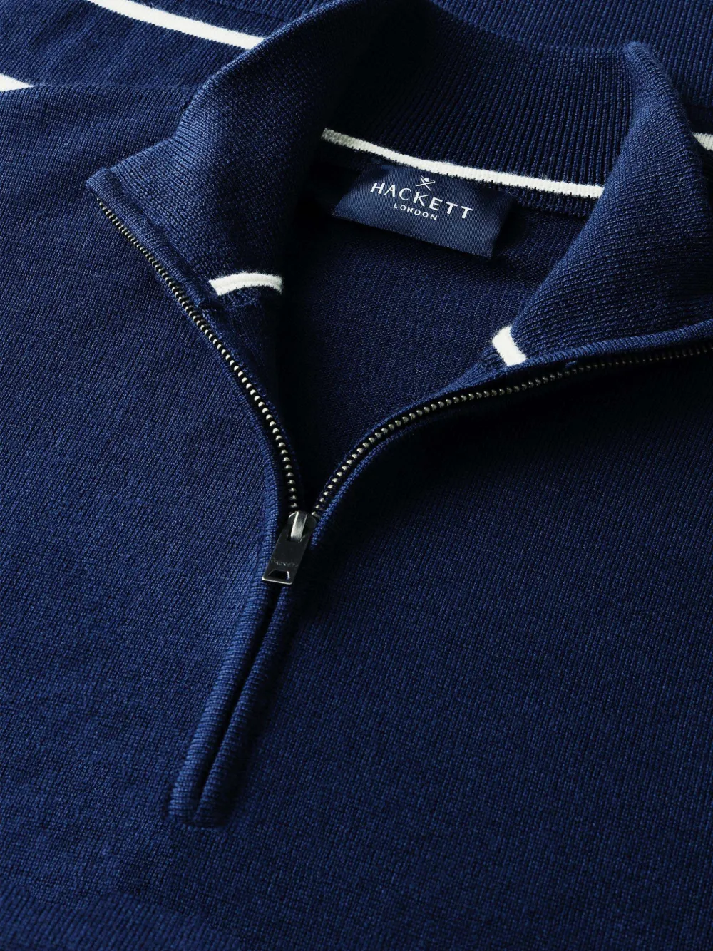 Hackett Stripe-pattern Half-zip Sweater In Blue