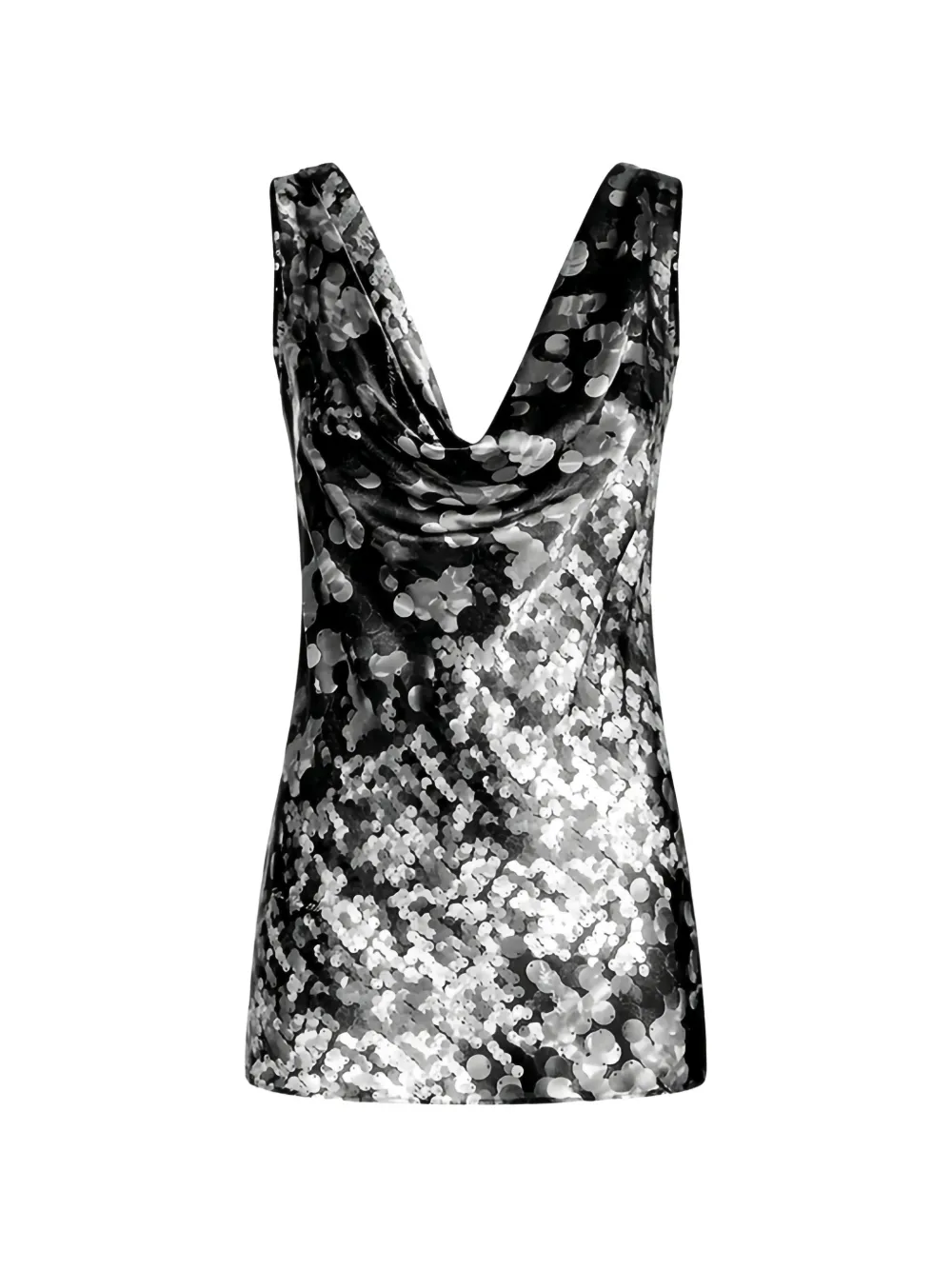 Collini Milano Selena sequin-embellished cowl-neck top - Nero