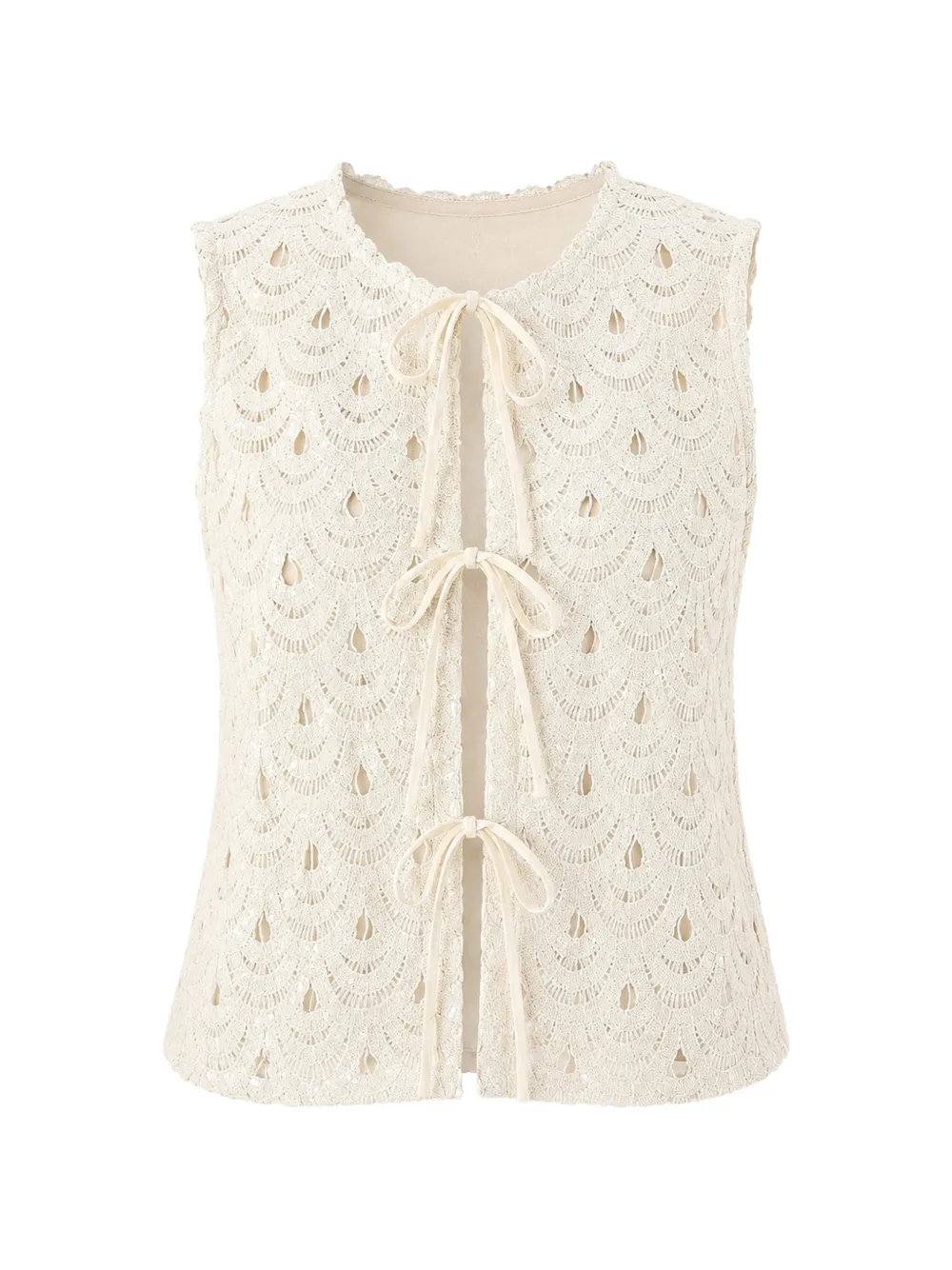 MC2 Saint Barth Gehaakte hoed met striksluiting Beige