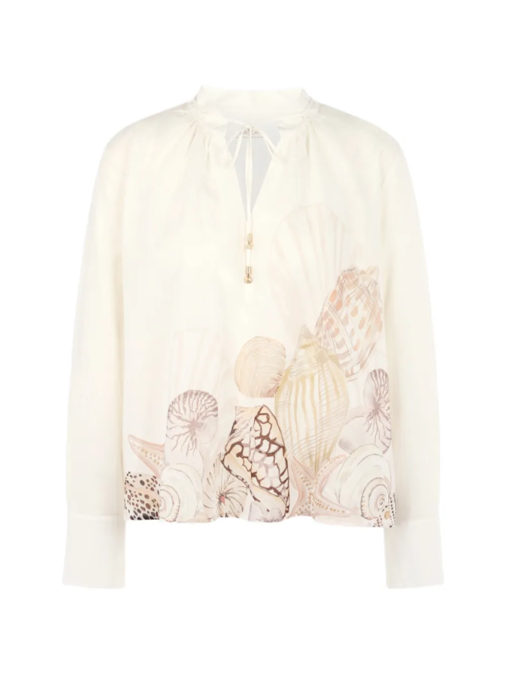 MARCCAIN seashell-print tie-neck blouse - Toni neutri