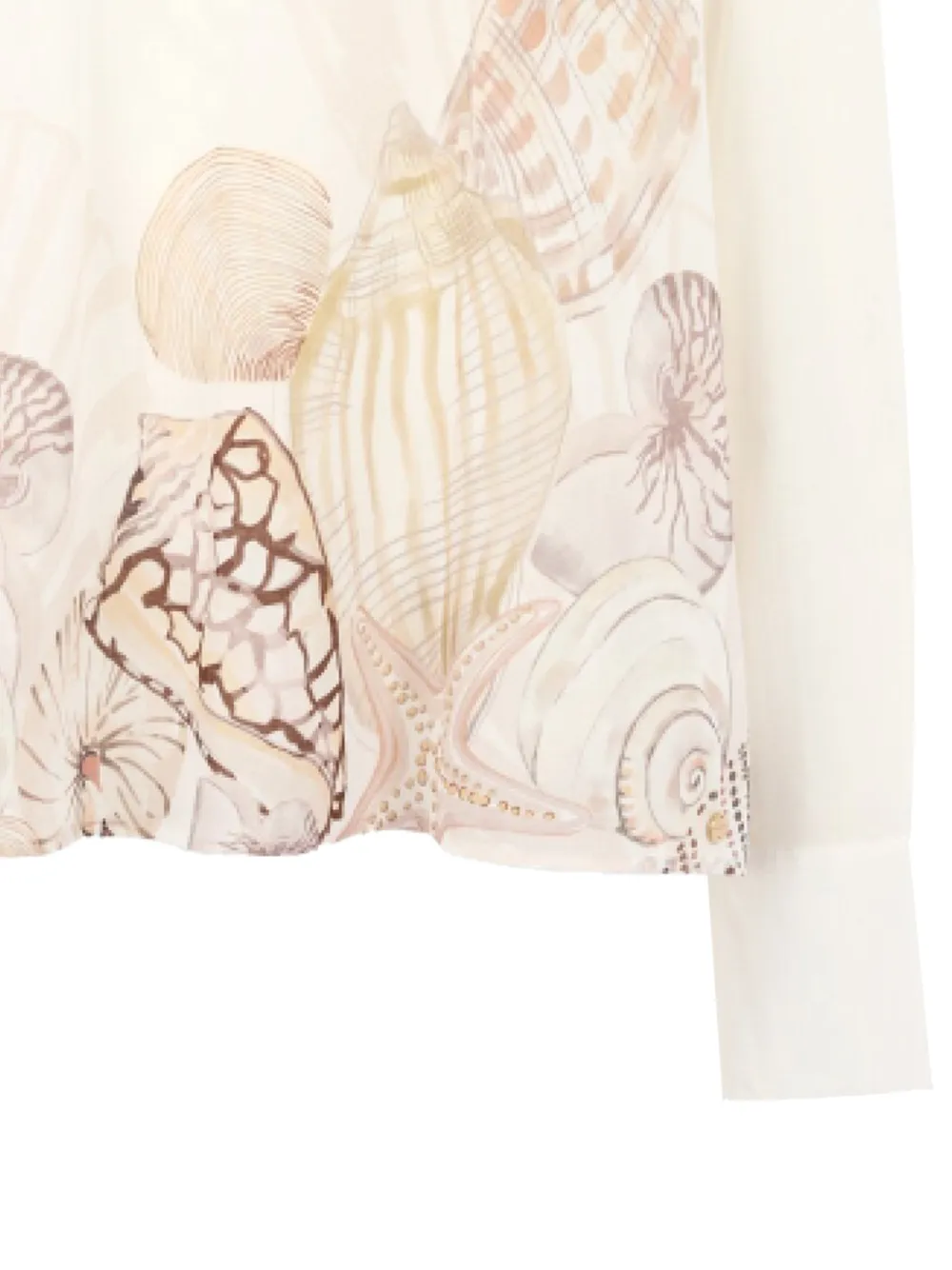 MARCCAIN Blouse met gestrikte hals en schelpenprint Beige