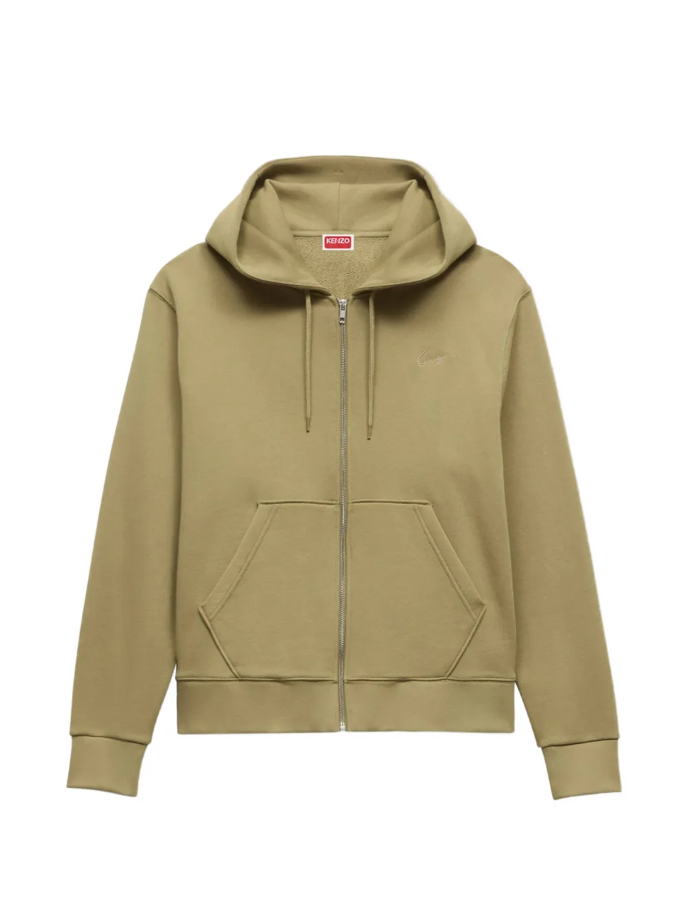 Kenzo logo-embroidered zip-up hoodie - Verde