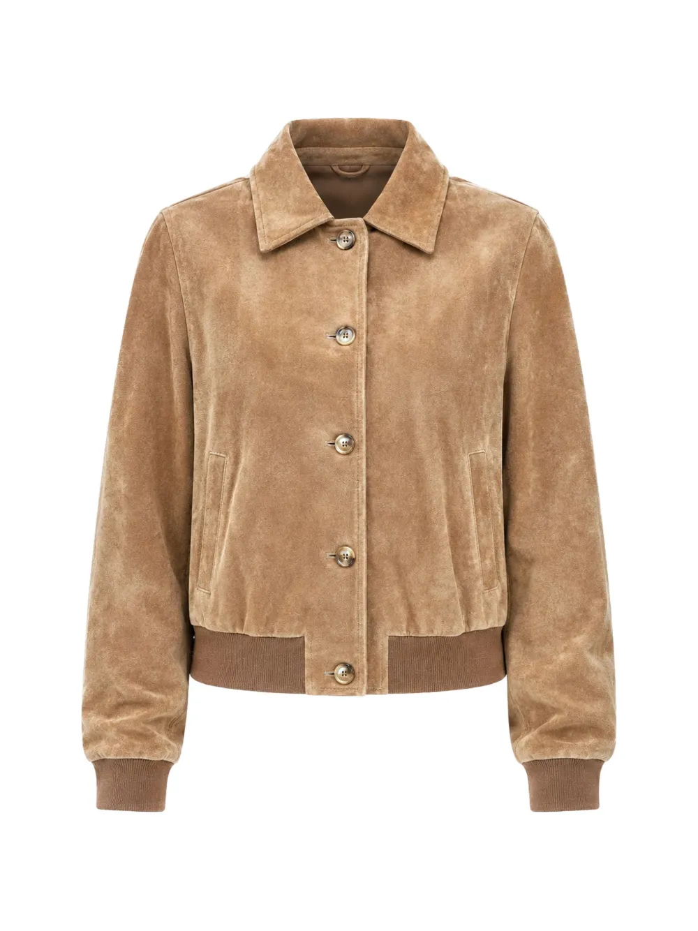 Vicolo Suede Button-up Jacket In Neutral