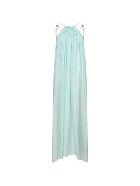 Danamé Vestido longo com pregas e alça de corrente