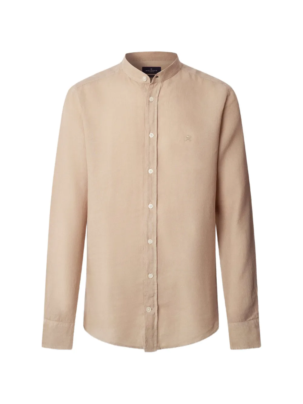Hackett Mandarin-collar Linen Shirt In Neutral