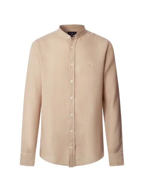 Hackett London chemise en lin à col mao