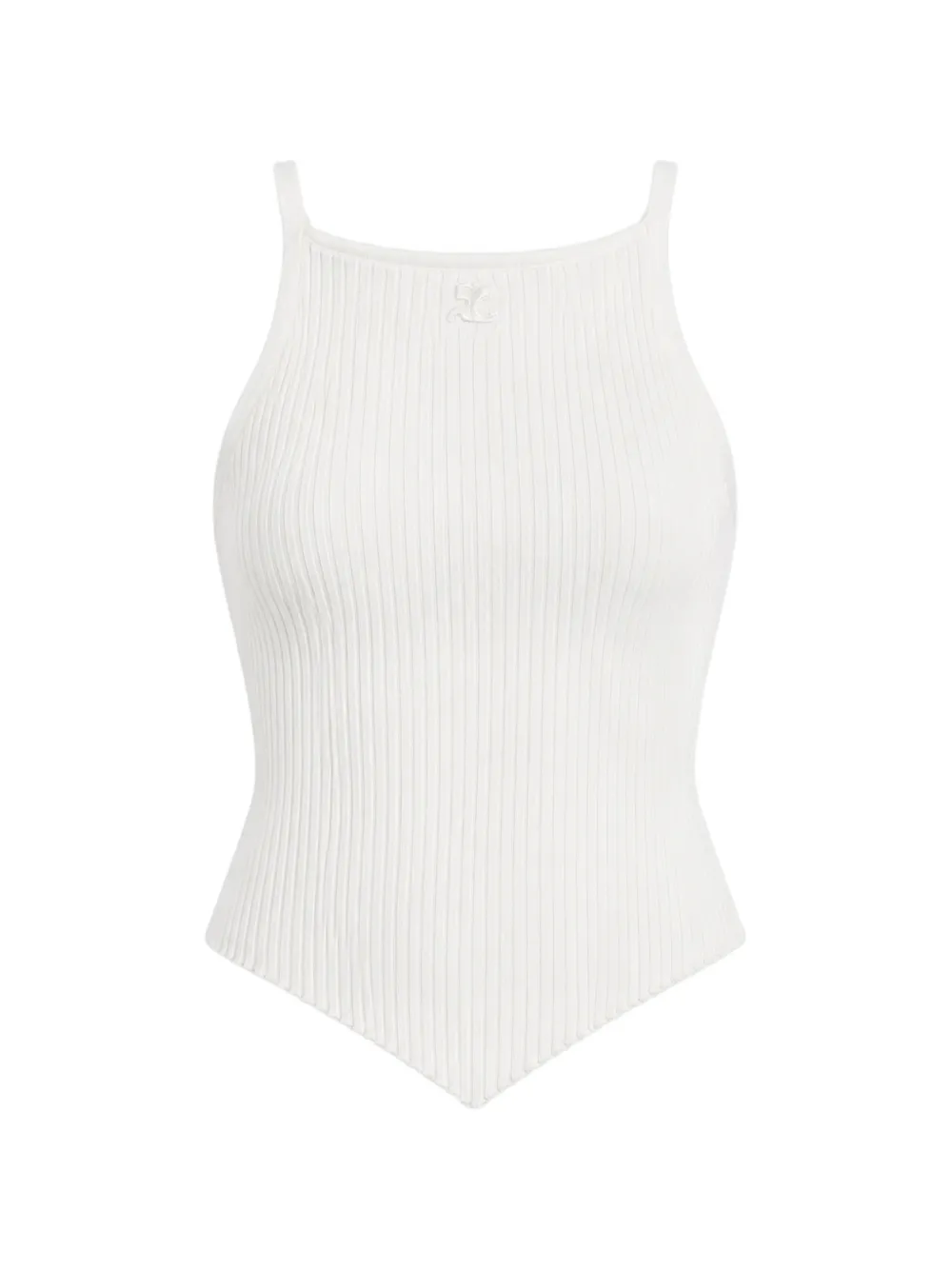 Courrèges ribbed-knit logo-detail top - Bianco