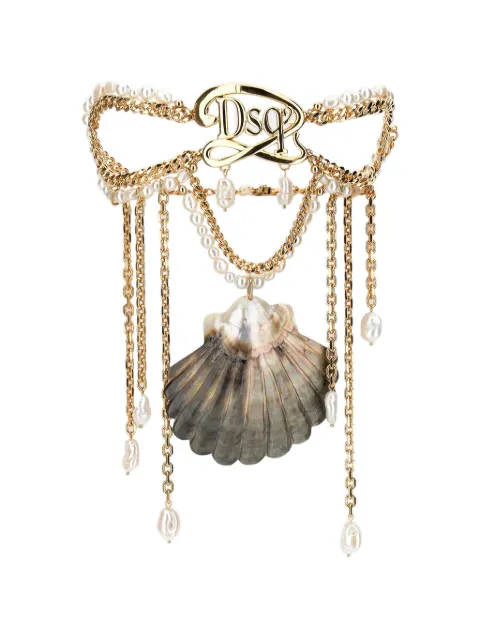 DSQUARED2 shell-pendant pearl-embellished necklace