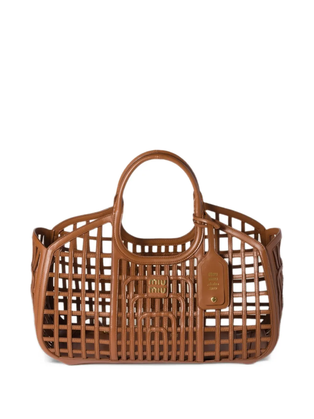 Miu Miu Archive 2009 cage-effect tote bag - Marrone