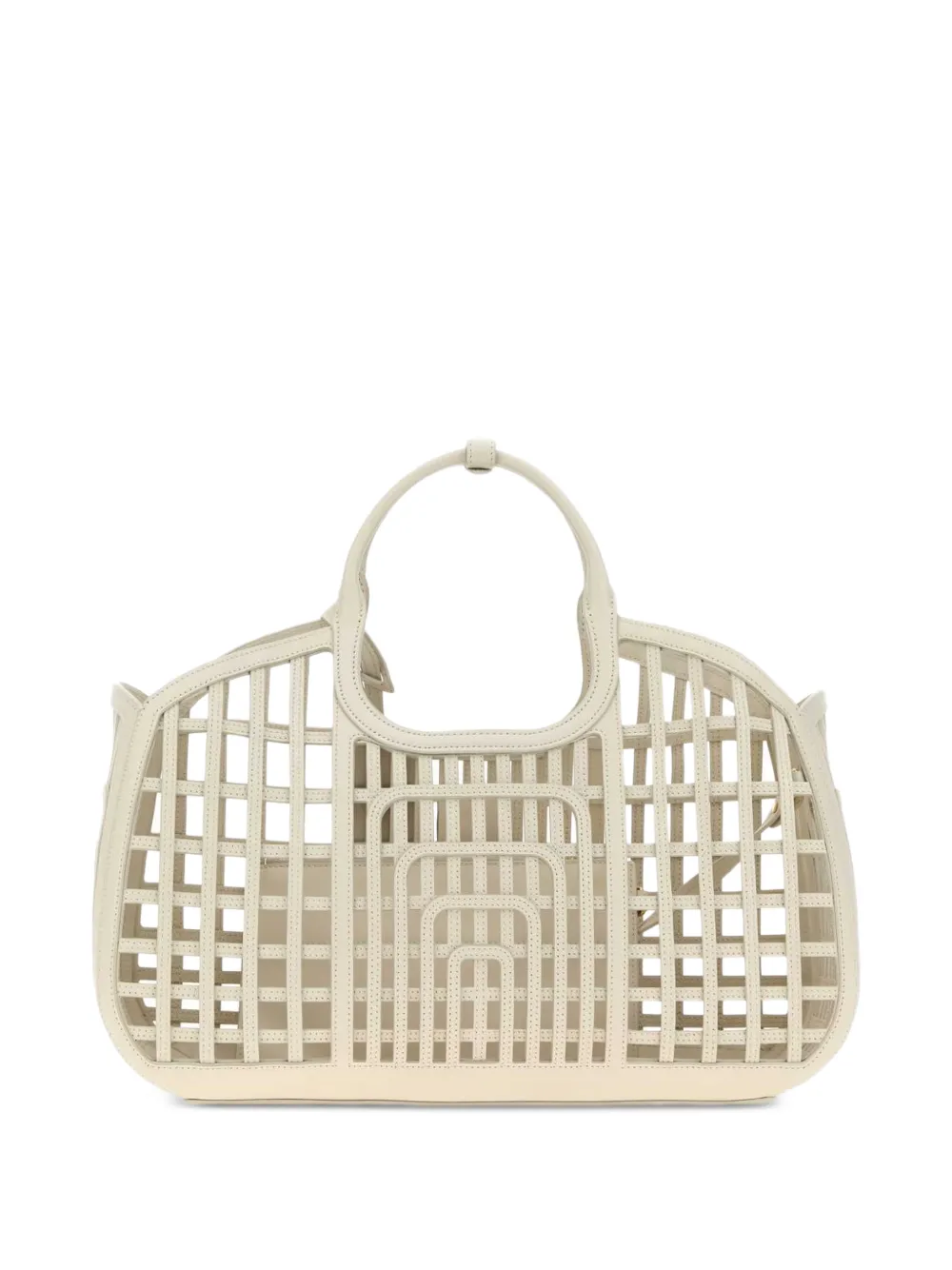 Miu Leren shopper met uitgesneden details Beige