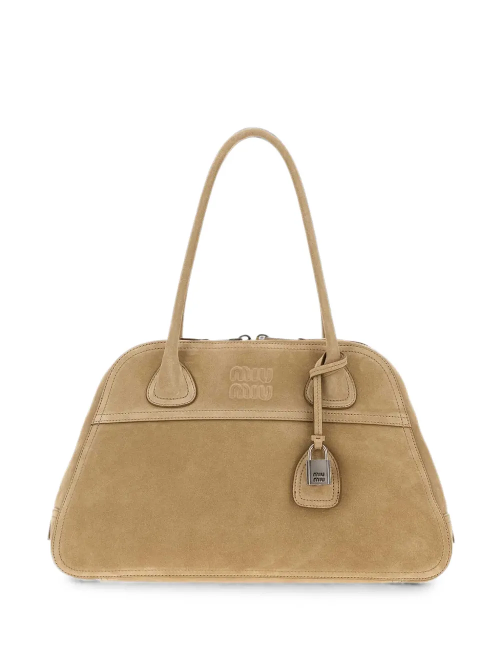 Miu Miu Vivant Schultertasche aus Wildleder - Nude