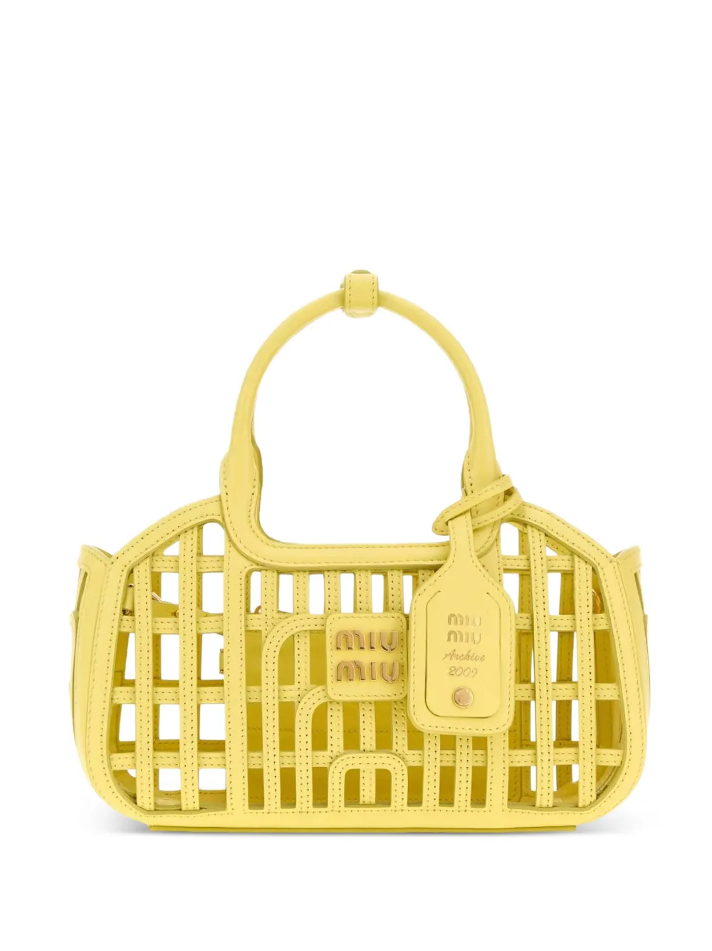 Miu Miu Schultertasche im Cage-Style - Gelb