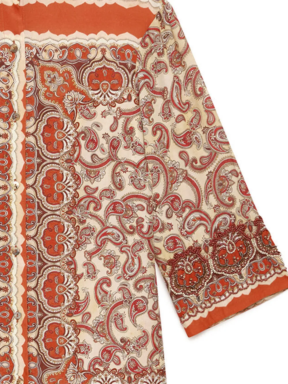 MALIPARMI Sunset overhemd met geborduurd paisley Oranje