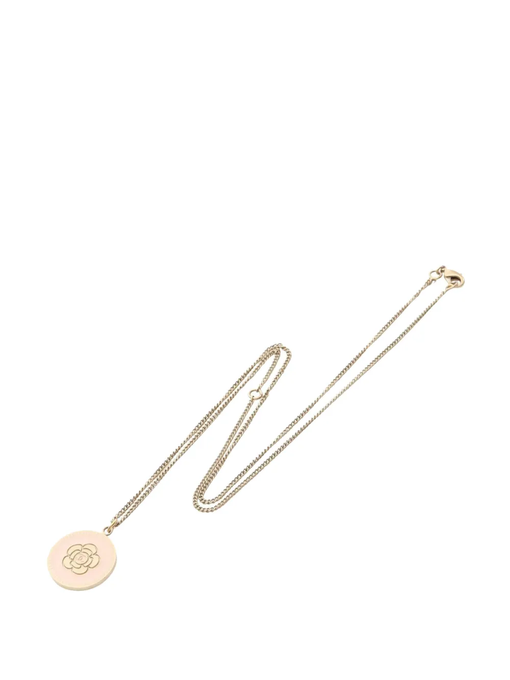 CHANEL Pre-Owned 2006 CC Gold Plated and Enamel Camellia Round Pendant Necklace costume necklace - Oro