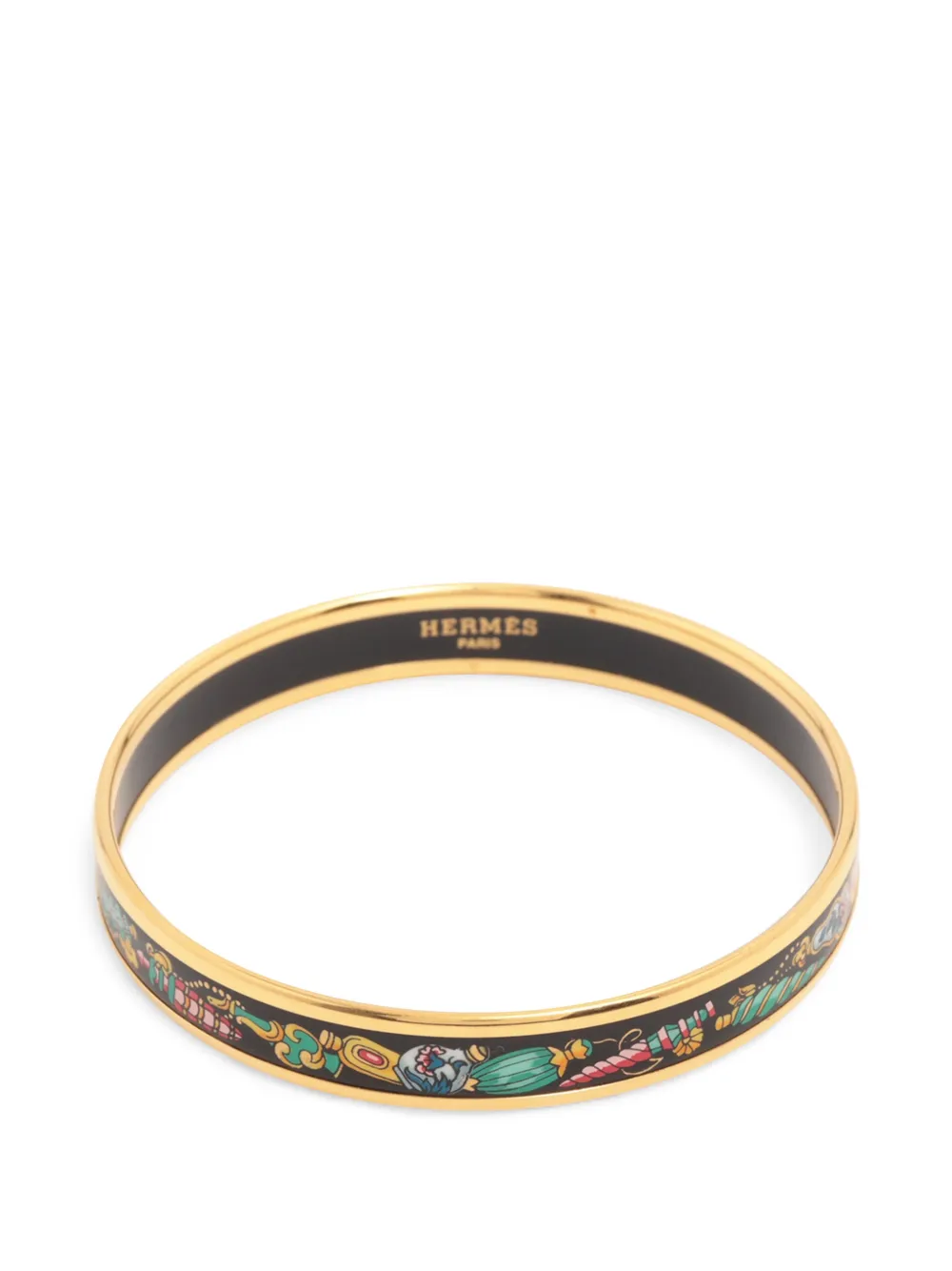 Hermès Pre-Owned 1990-2010 Narrow Enamel Qu Importe le Flacon Bangle 65 costume bracelet - Nero
