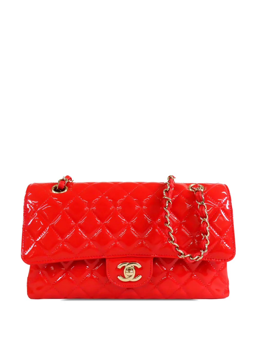 CHANEL Pre-Owned 2019 Medium Classic Patent Double Flap shoulder bag - Rosso