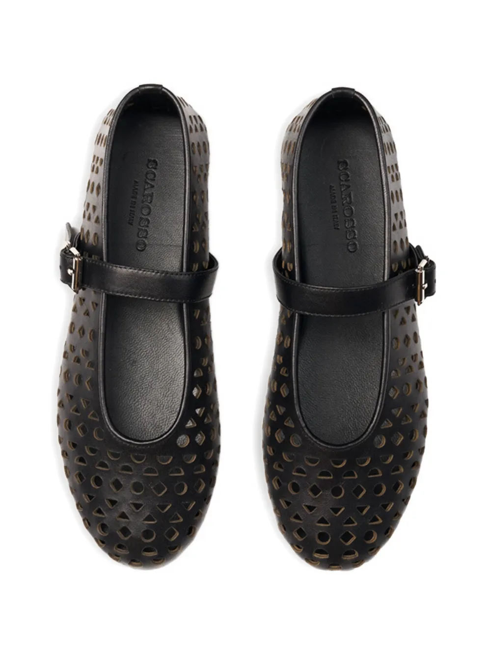 Scarosso Evelyn perforated ballet flats Zwart