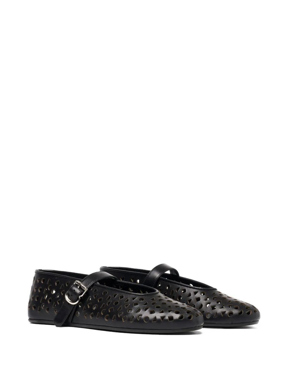 Scarosso Evelyn perforated ballet flats Zwart