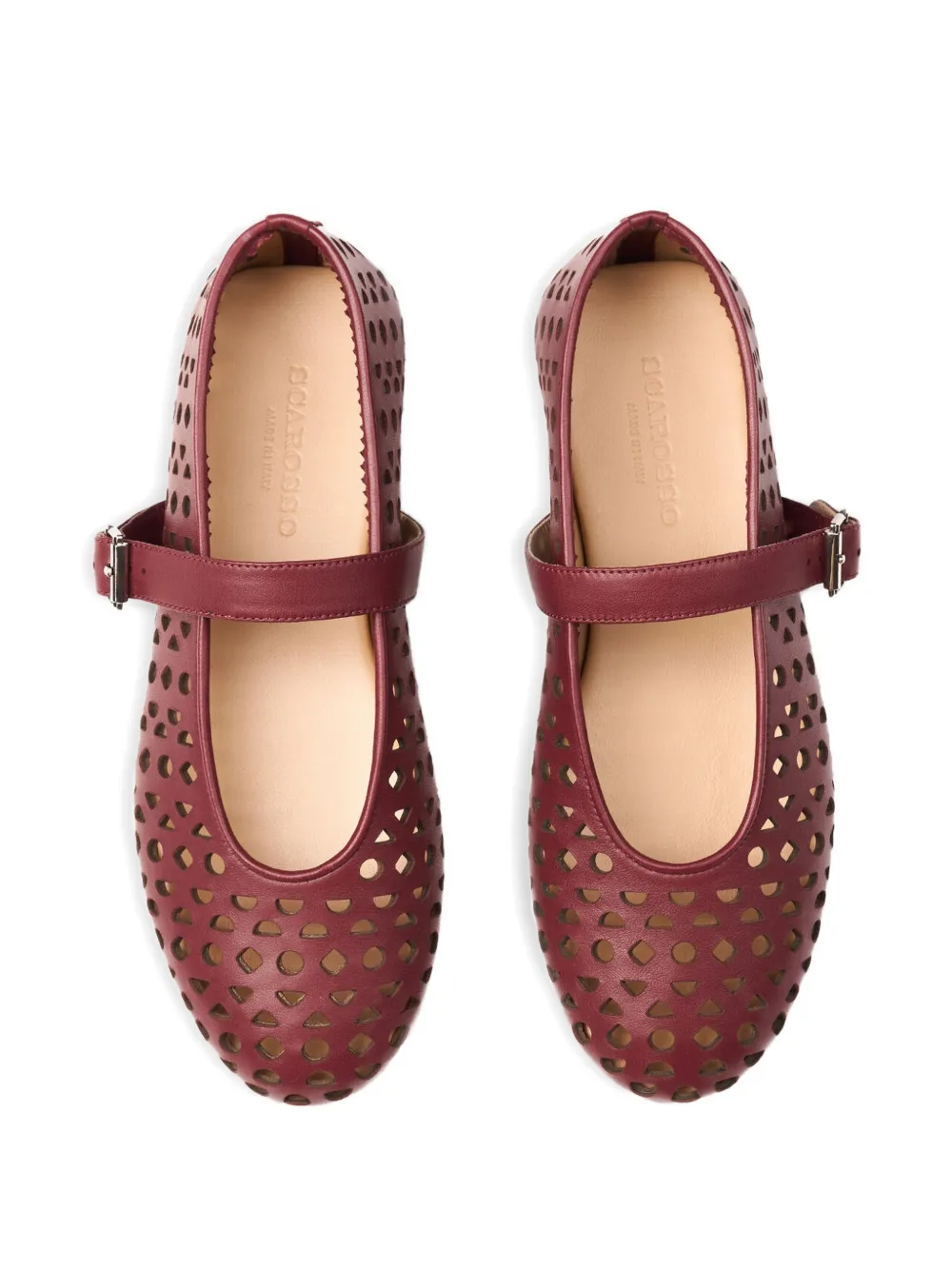 Scarosso Evelyn perforated ballet flats Rood