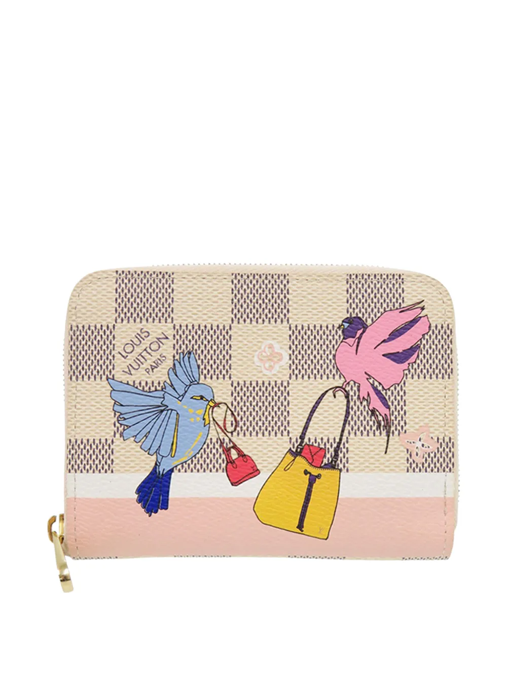 Louis Vuitton Pre-Owned 2018 Damier Azur Christmas Birds Zippy Purse coin pouch - White