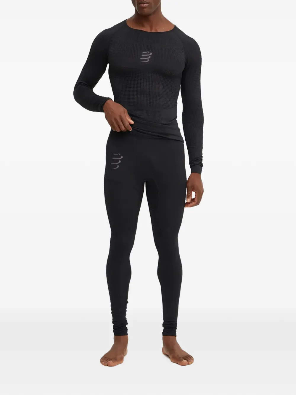 Compressport perforated logo-print leggings