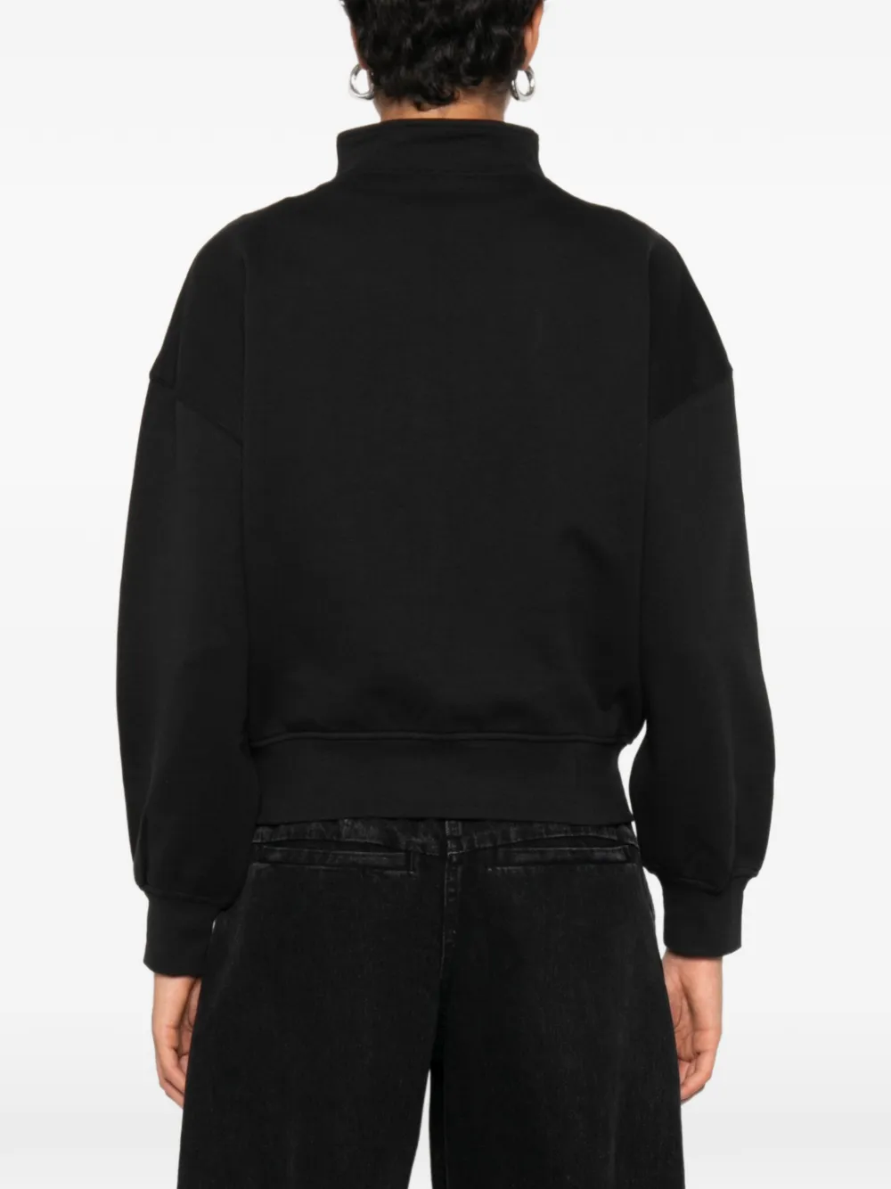 Calvin Klein Sweater met geborduurd logo en halve rits Zwart