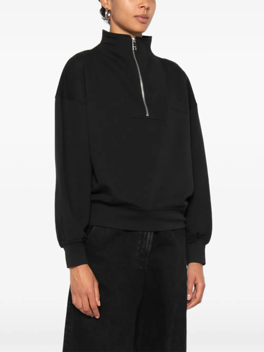 Calvin Klein Sweater met geborduurd logo en halve rits Zwart