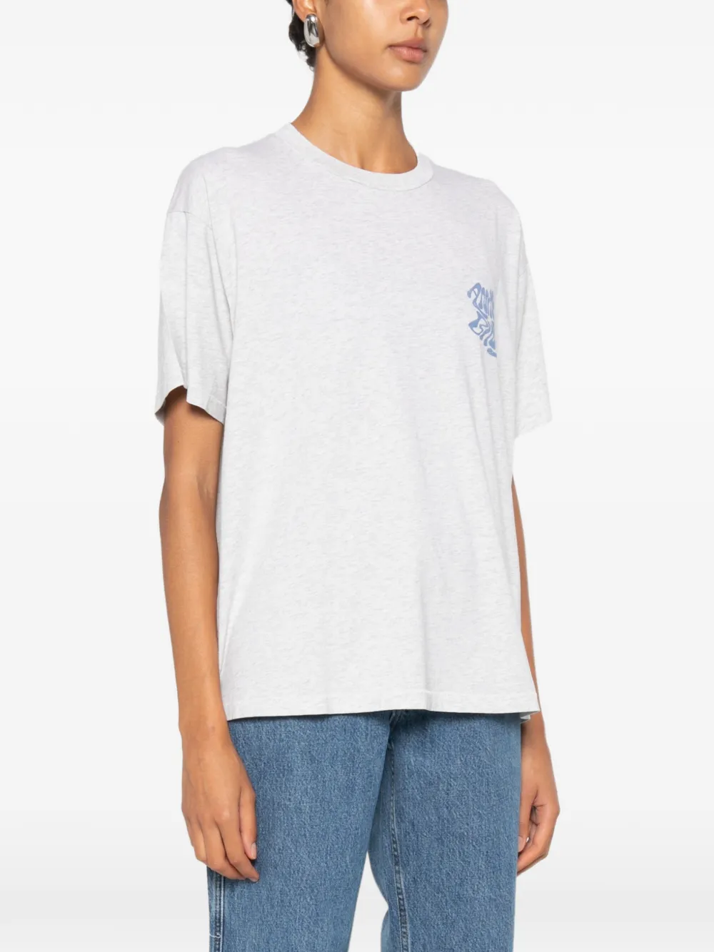 ANINE BING Cade logoprint katoenen T-shirt Grijs