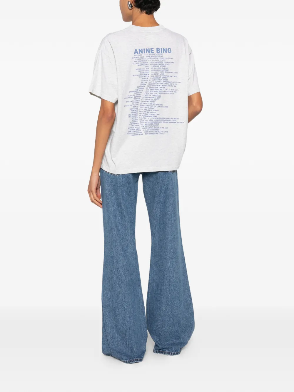 ANINE BING Cade logoprint katoenen T-shirt Grijs