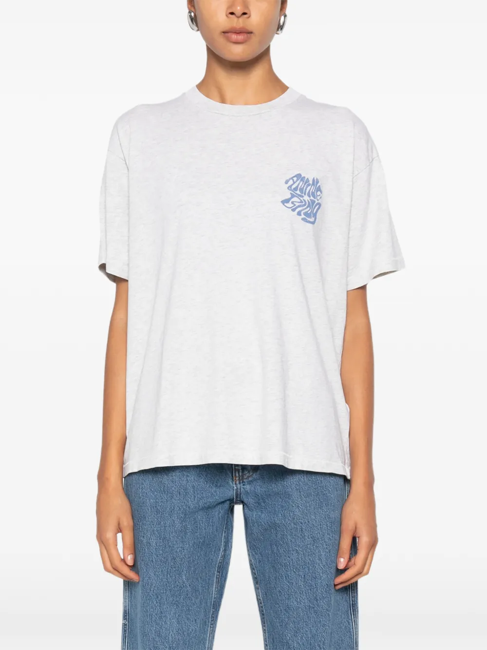 ANINE BING Cade logoprint katoenen T-shirt Grijs