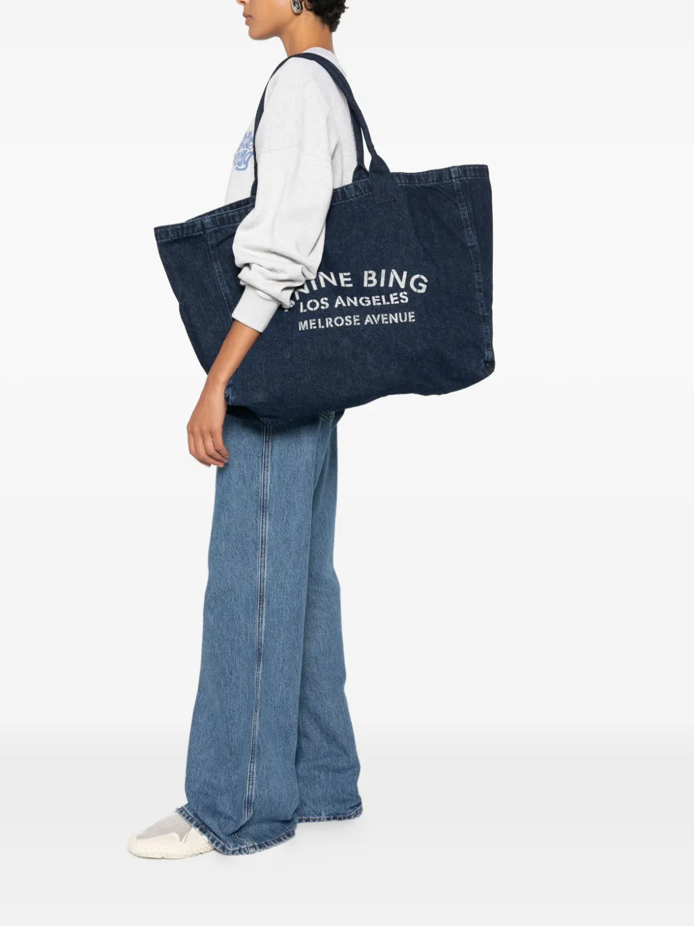 ANINE BING Schoudertas met logoprint Blauw