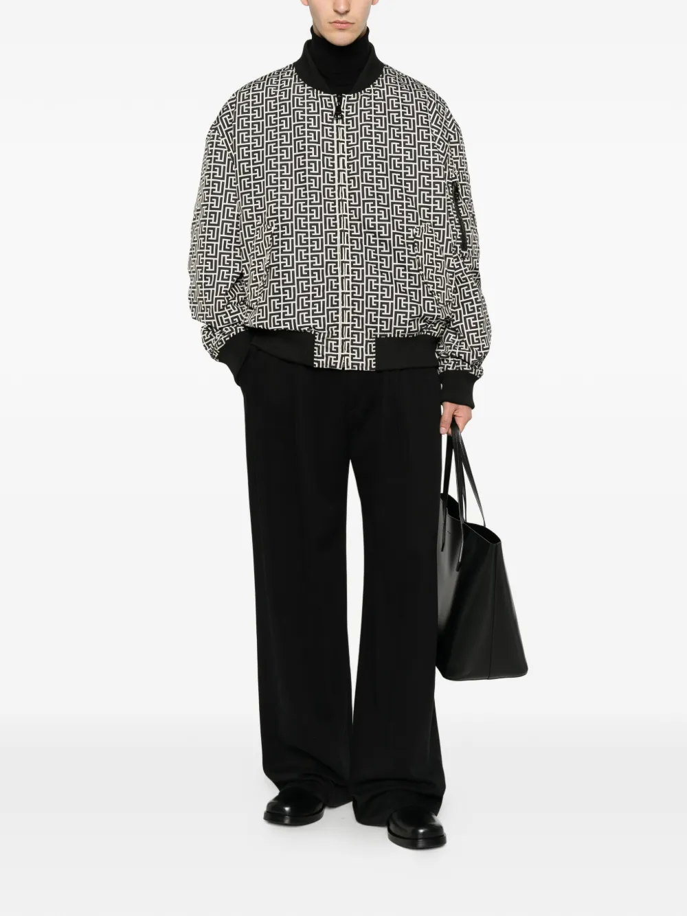 Balmain Bomberjack met monogram Zwart