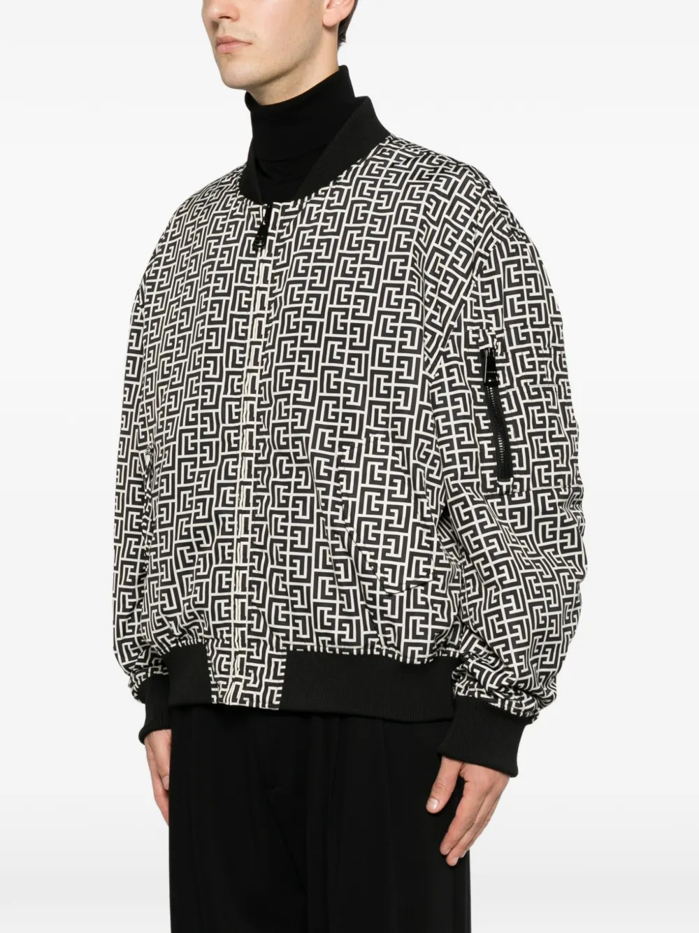 Balmain Bomberjack met monogram Zwart