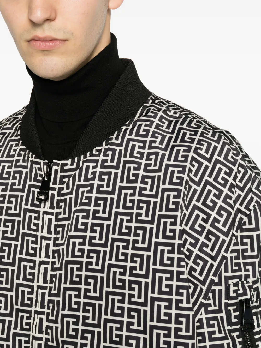 Balmain Bomberjack met monogram Zwart