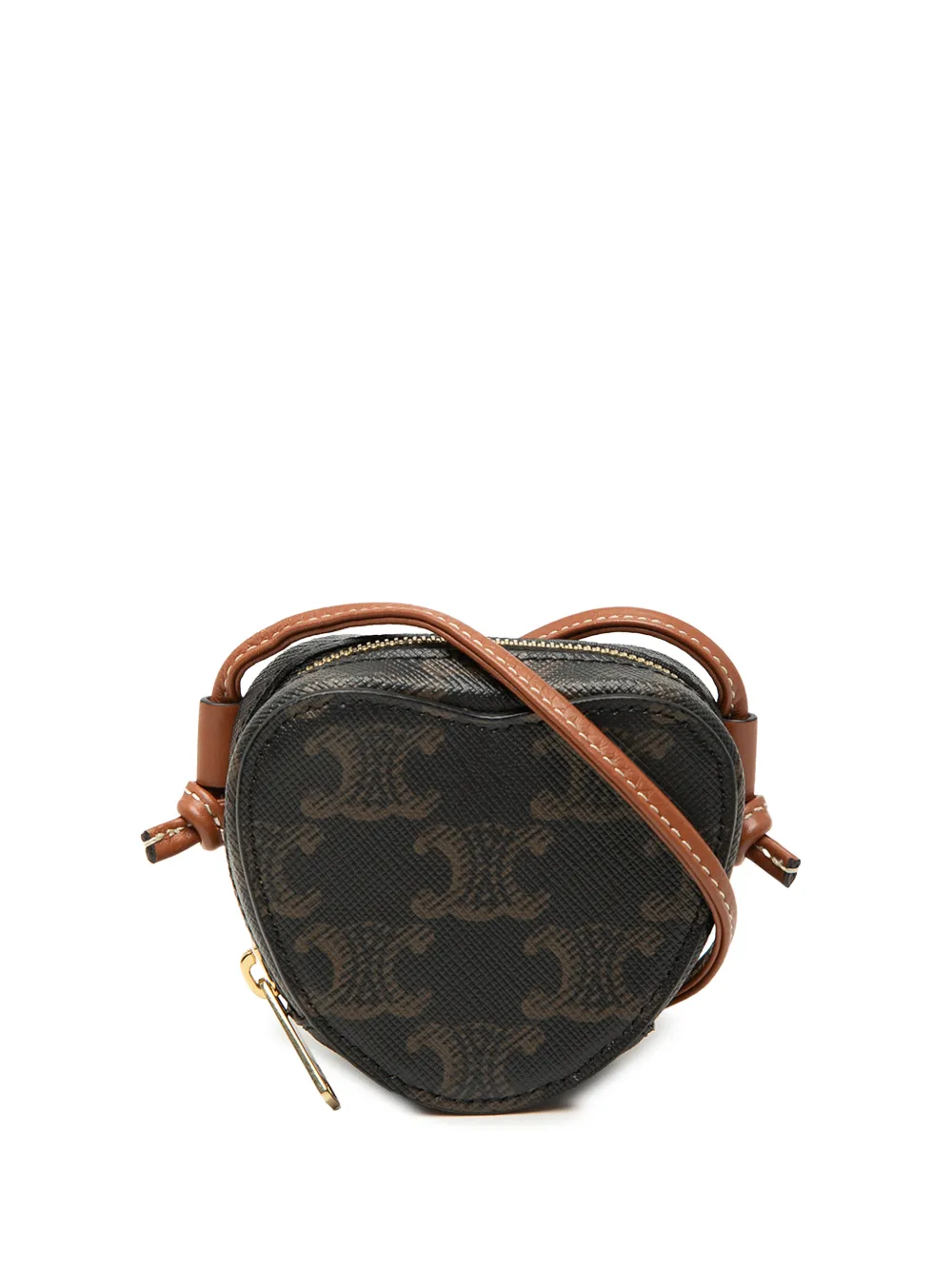Celine Pre-Owned 2021 Micro Triomphe Coated Canvas Heart crossbody bag - Marrone