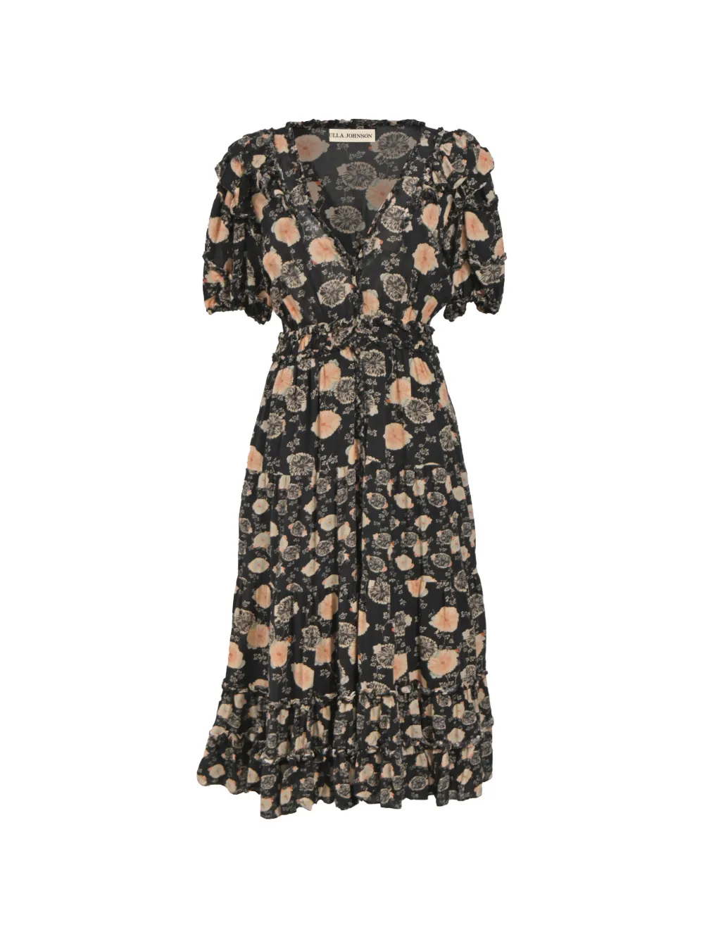 Ulla Johnson ruffle-detail floral-print dress - Black