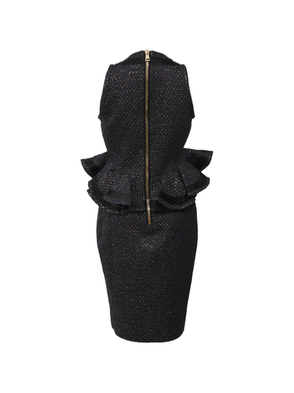 peplum tweed dress Badgley Mischka Tweed Lace Peplum Midi Dress