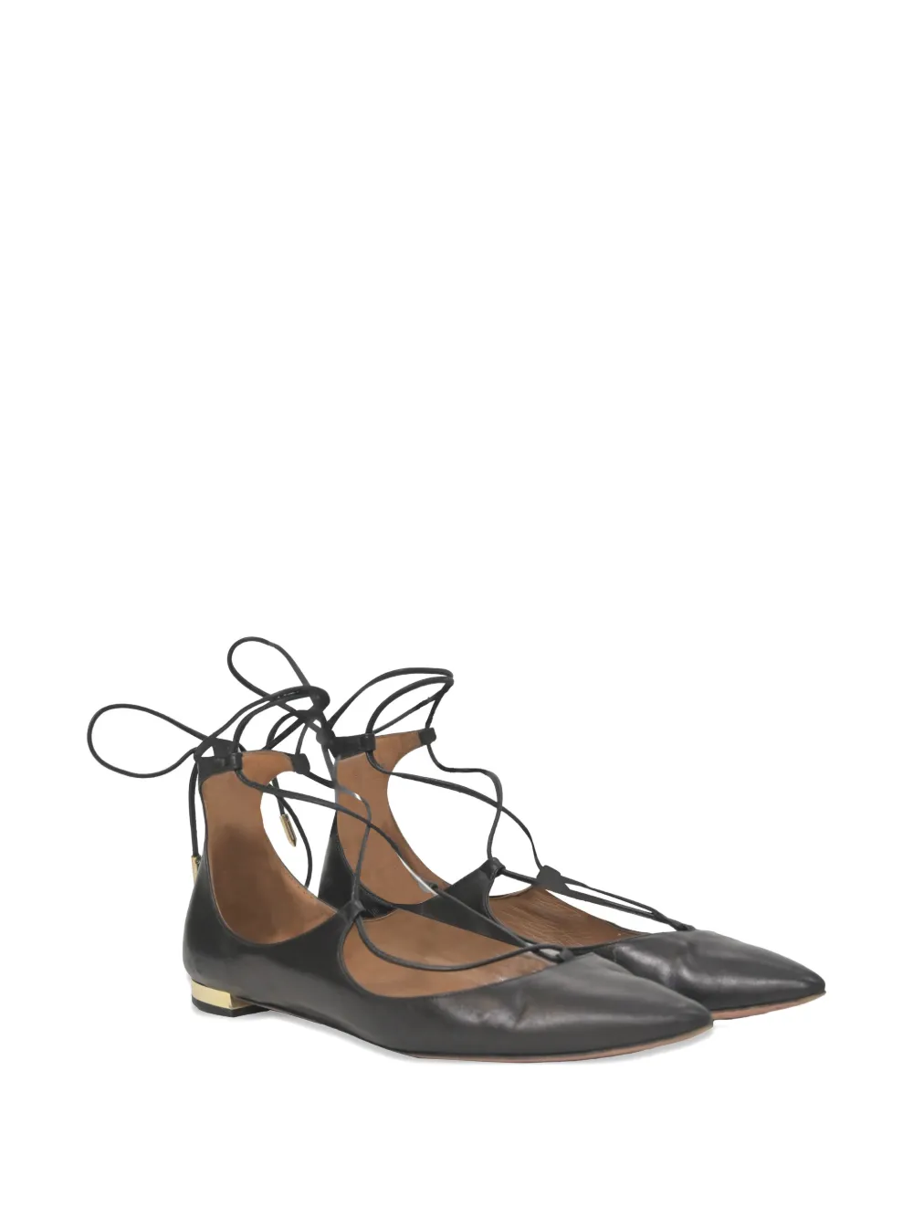 Aquazzura Christy lace-up ballet flats - Nero