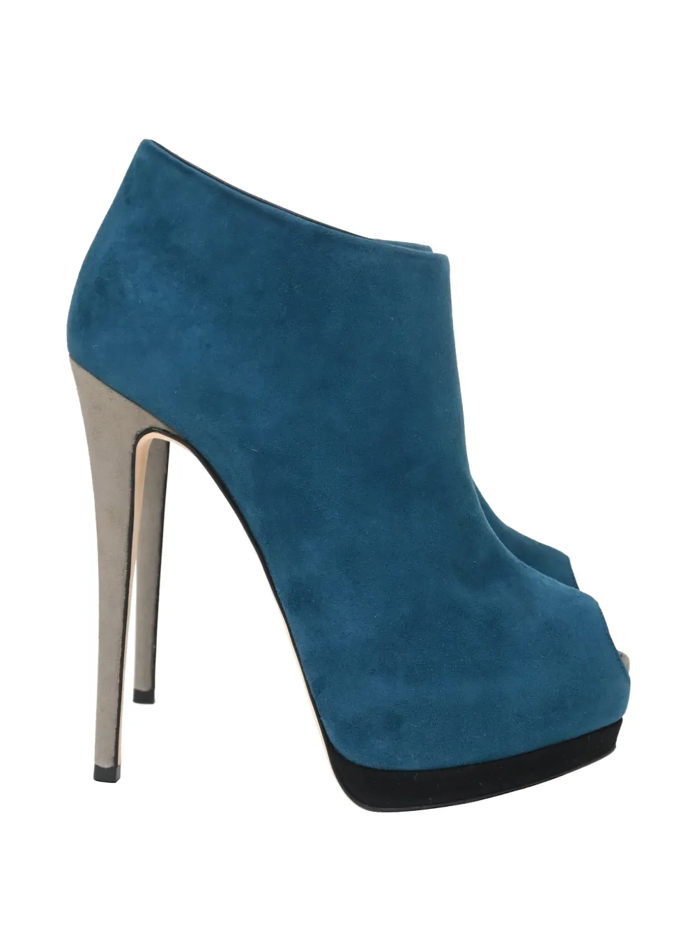 Giuseppe Zanotti Vintage peep-toe suede ankle boots - Blu