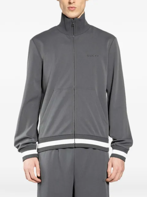 Gucci logo-embroidered high-neck zip-up sweatshirt