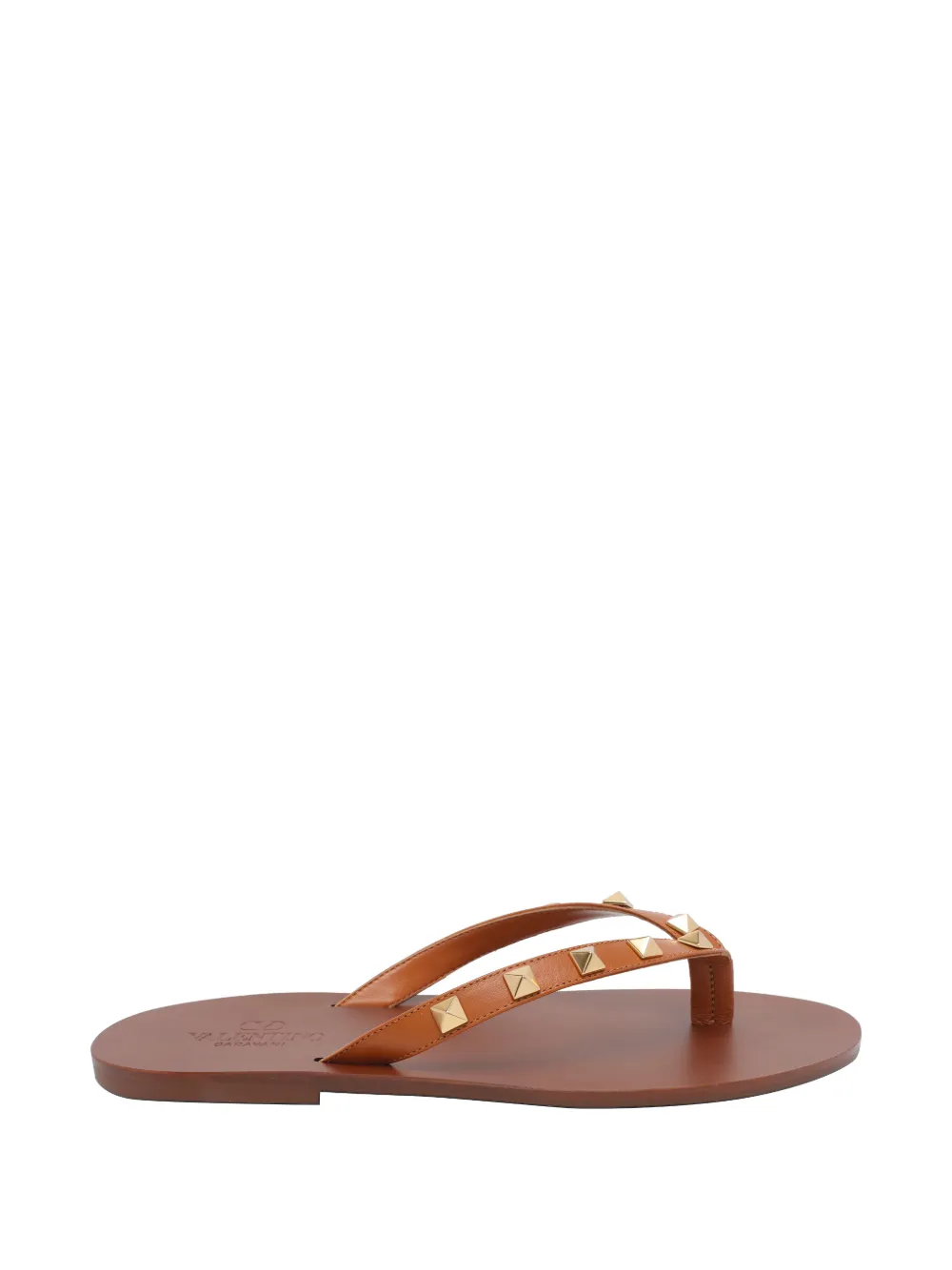 Valentino Garavani Rockstud Flip Flops In Brown