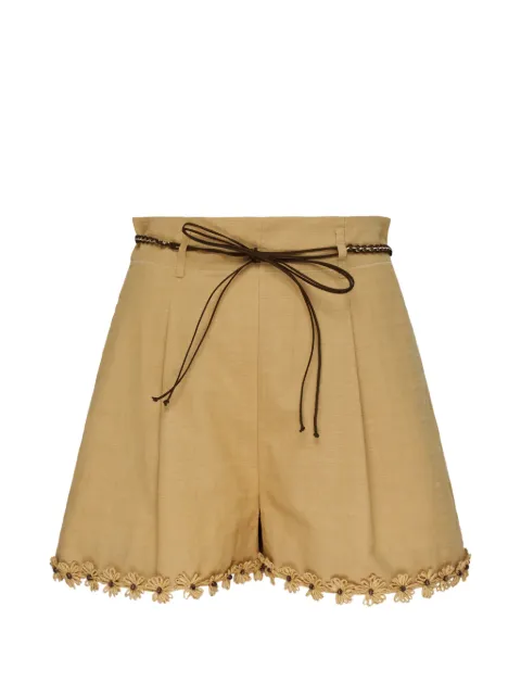 ZIMMERMANN belted floral-trim shorts