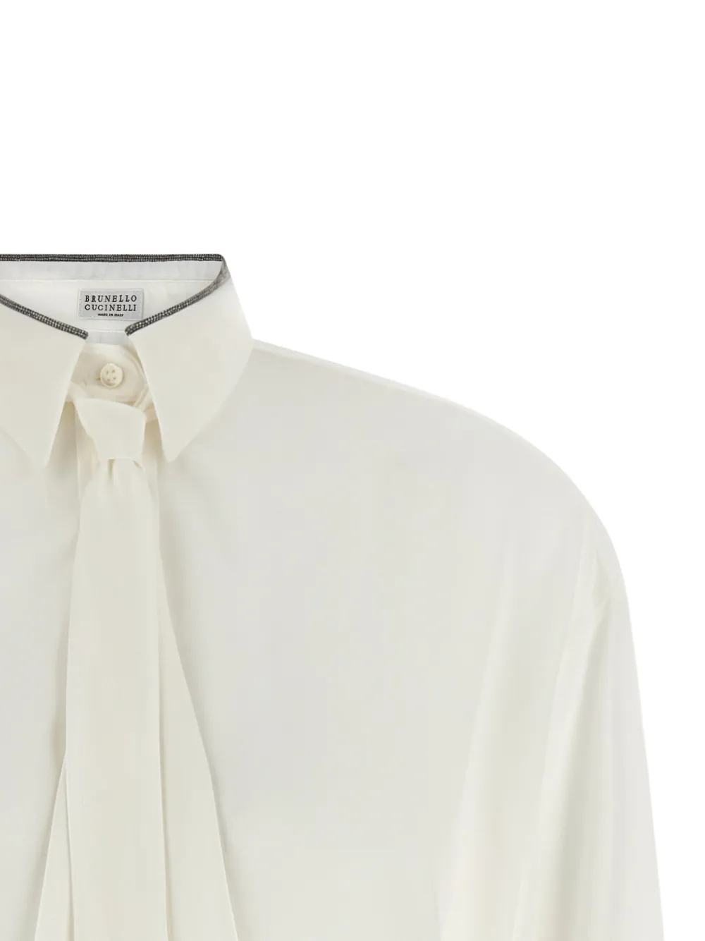 Brunello Cucinelli Zijden overhemd met Monile-detail Wit