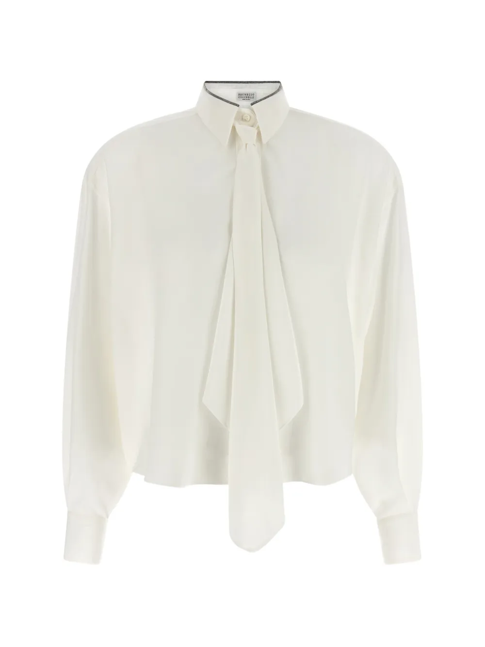 Brunello Cucinelli Monile-detail silk shirt - White
