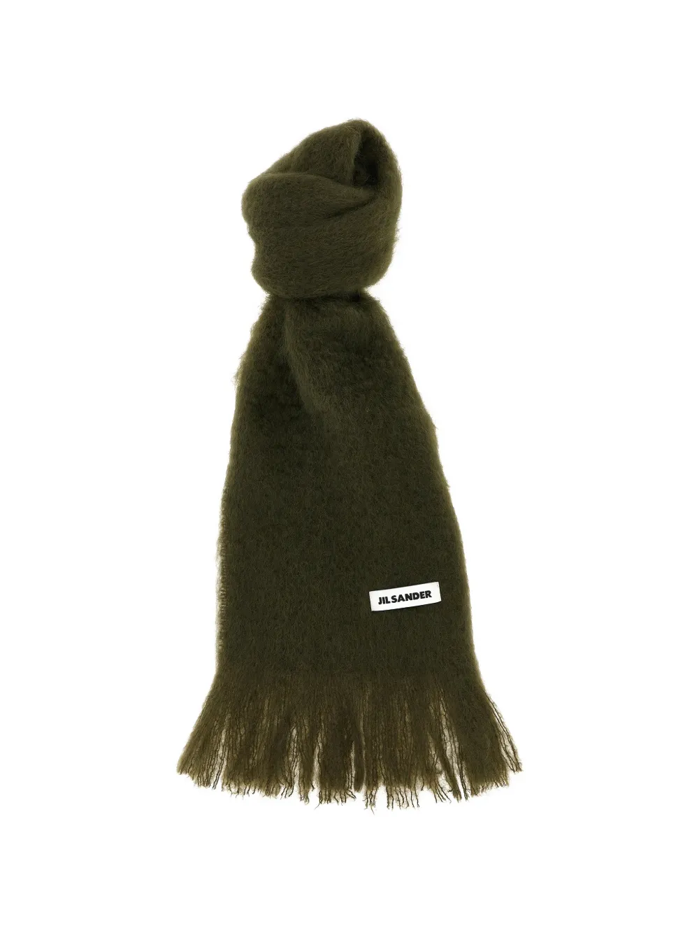 Jil Sander Sciarpa con logo e frange - Verde